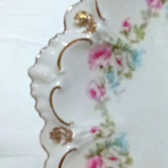 Vintage Moritz Zdekauer MZ Austria Serving Dish Floral Design Scalloped Edges - Picture 2 of 6